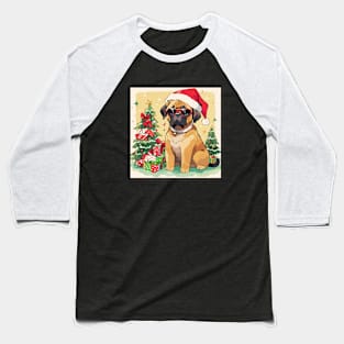 christmas vacation MASTIFF WEARING SANTA HAT AND GLASSESS Baseball T-Shirt